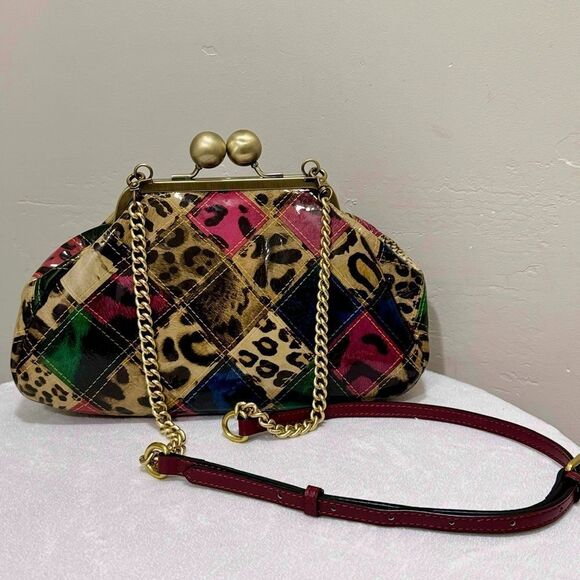 Unique Genuine Patent Leather Handmade Kisslock Purse/Shoulder Bag/Crossbody